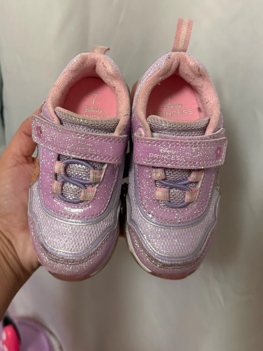 Disney Girls' Pink Glitter Princess Light-Up Sneakers